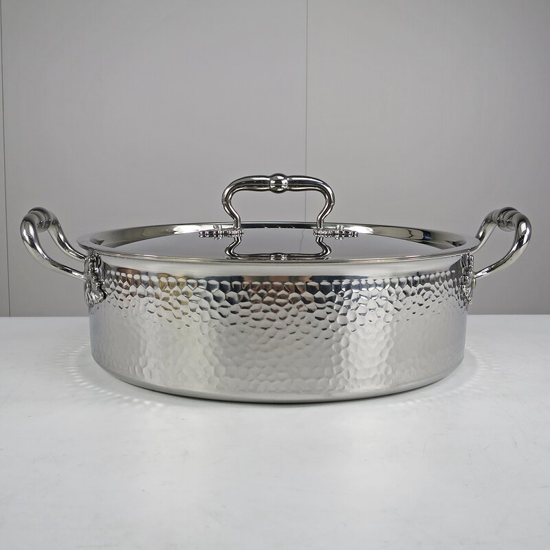 Chafing Dish Manufacturer - Rose Gold 304 Stainless Steel Hammer Pattern Hot Pot Induction Cooker With Sunken Lid