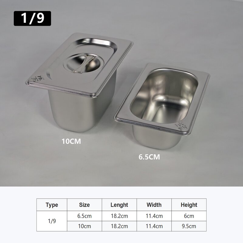 GN Pan Manufacturer - 304 Stainless Steel 1/9 GN Food Pan for Hotel & Restaurant