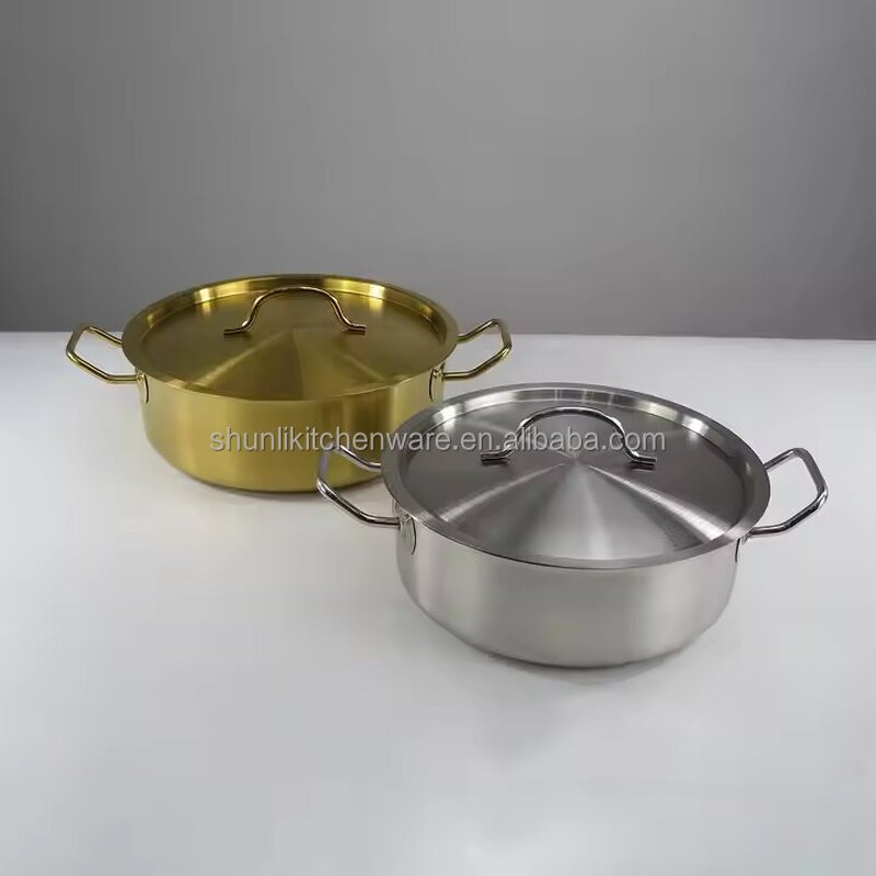 Stockpot Cooking Pot Manufacturer - Commercial Stainless Steel Open Fire Casserole Hotel Hot Pot With Steel Lid Non-stick