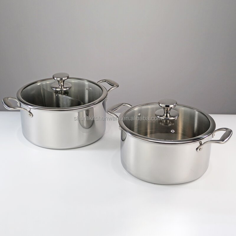 Cooking Pot Manufacturer - Food Grade 304 Stainless Steel Deepening Stockpot Commercial Silver Hot Pot Large Capacity