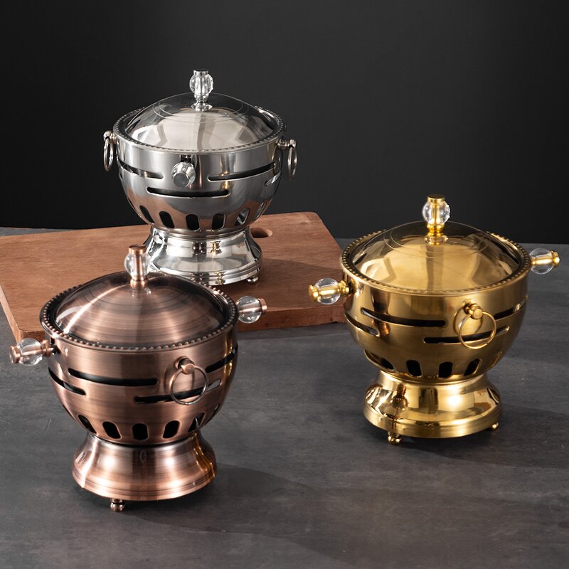 Alcohol Stove Manufacturer - Hot Sale Hotel Round Single Small Individual Stainless Steel Cooking Shabu Hot Pot Sets