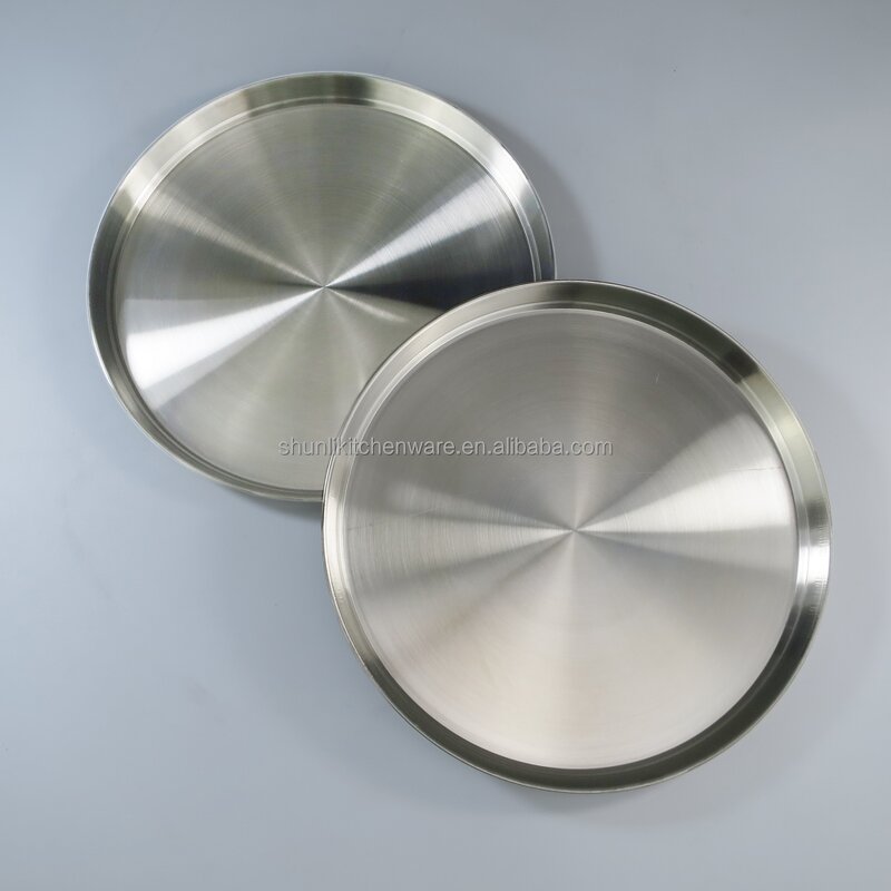 Dinnerware Set Manufacturer - Factory Wholesale Gold Metal Plates Stainless Steel Pizza Serving Tray Round Dinner Plates