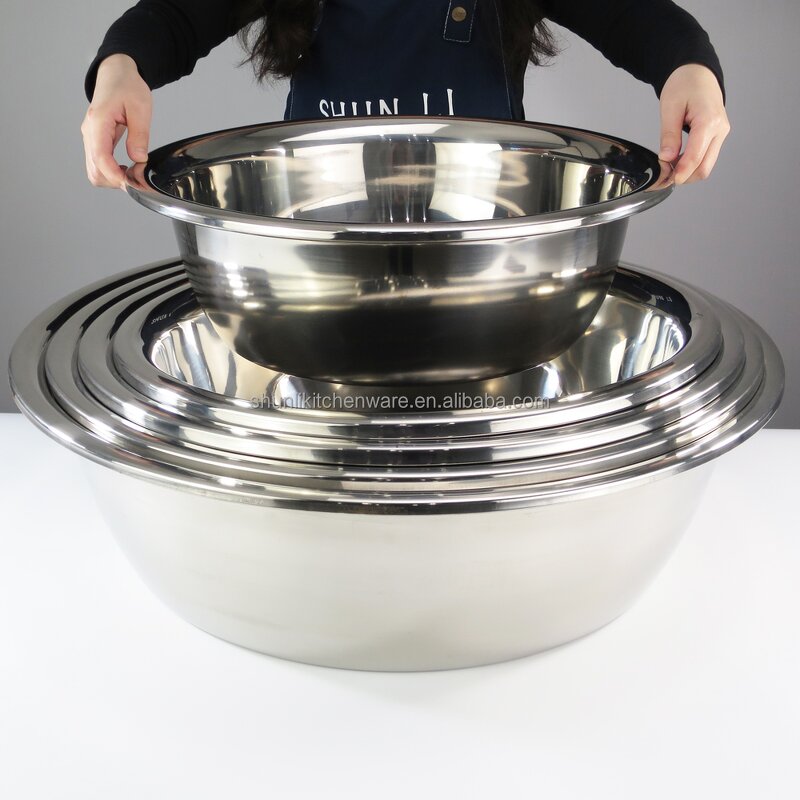 Vegetables Wash Basin Manufacturer - 1.5# Thickened Factory Direct Sale 45-80cm Stainless Steel Metal Soup Basin