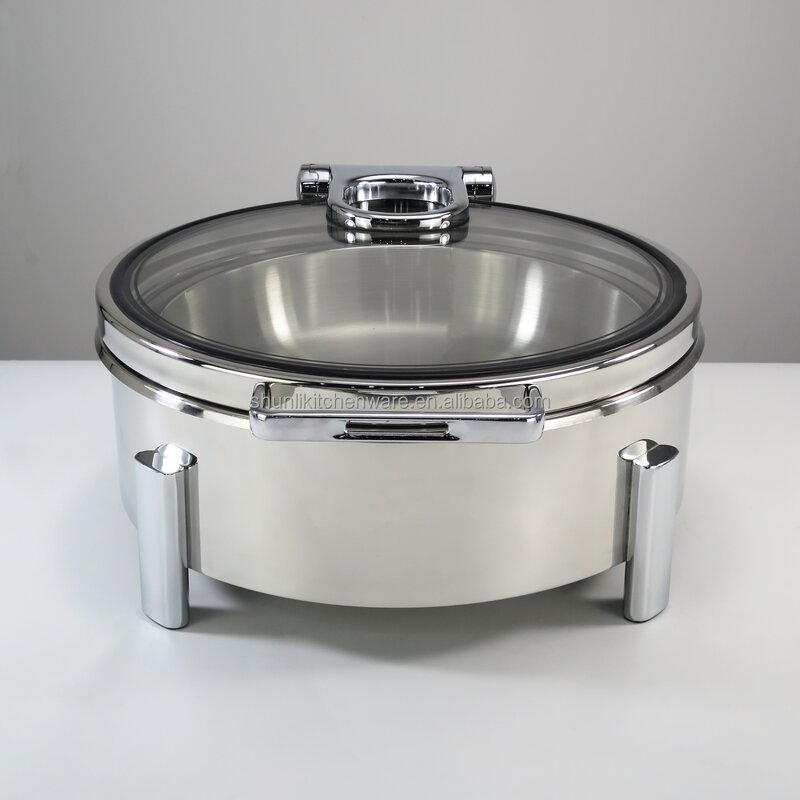 Buffet Chafer Dishes Set Manufacturer - Wholesale Luxury Stainless Steel Electric Food Warmer 6L Round