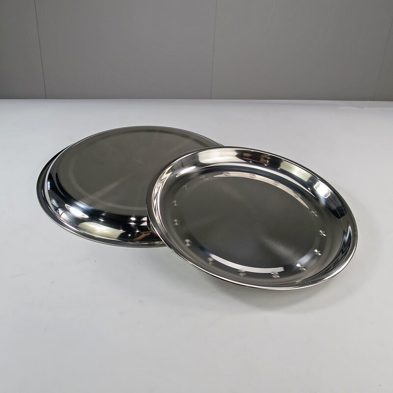 Food Serving Tray Manufacturer - Wedding Party Multi-size Stainless Steel 201 Round Dish Plate Custom Logo