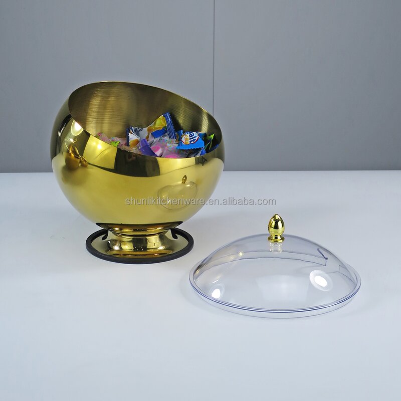 Serving Bowl Manufacturer - Golden Hot Pot Restaurant Slanted Seasoning Jar Sauce Fruit Salad Bowls Set Stainless Steel