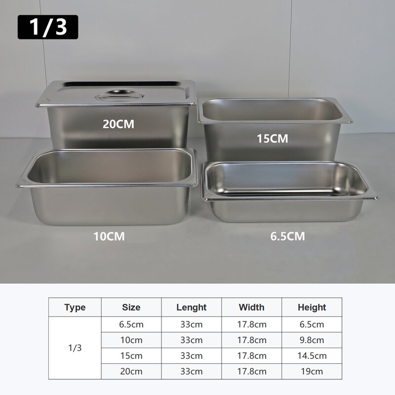 GN Pan Manufacturer - 304 Stainless Steel 1/3 GN Food Pan for Hotel & Restaurant