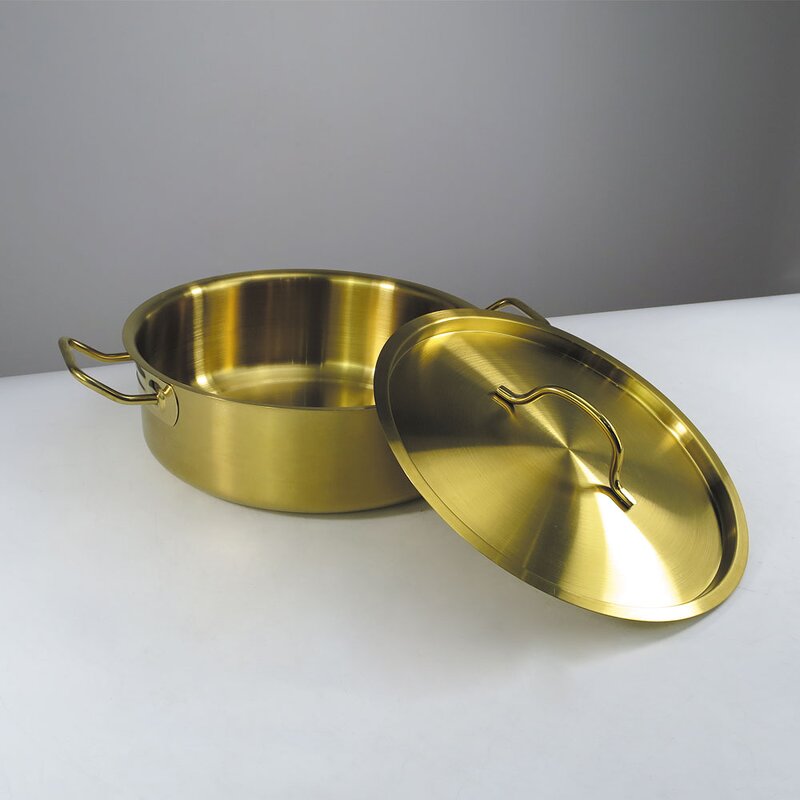 Cooking Pot Manufacturer - Commercial Big Luxury Golden 201 Stainless Steel Hot Pot Large Capacity with Steel Lid