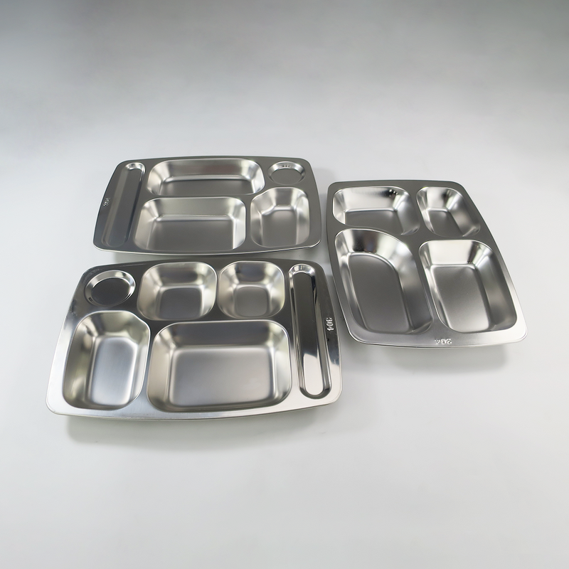 Fast Food Tray Manufacturer - Restaurant Hotel Divider Stainless Steel 3/4/5 Compartment School Cafeteria Divided Dinner Plate
