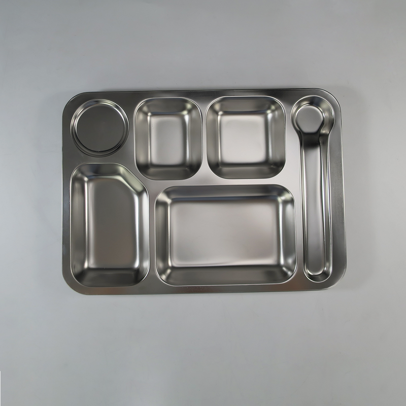Student Snack Plates Manufacturer - Stainless Steel Plate 6/7 Compartment Dinner Tray for School Cafeteria