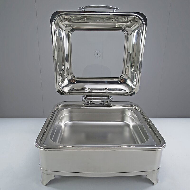 Buffet Stove Manufacturer - 6 Liters Silver Square Commercial Style Wedding Chafing Dish Stainless Steel