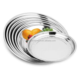 Food Serving Tray Manufacturer - Wedding Party Multi-size Stainless Steel 201 Round Dish Plate Custom Logo