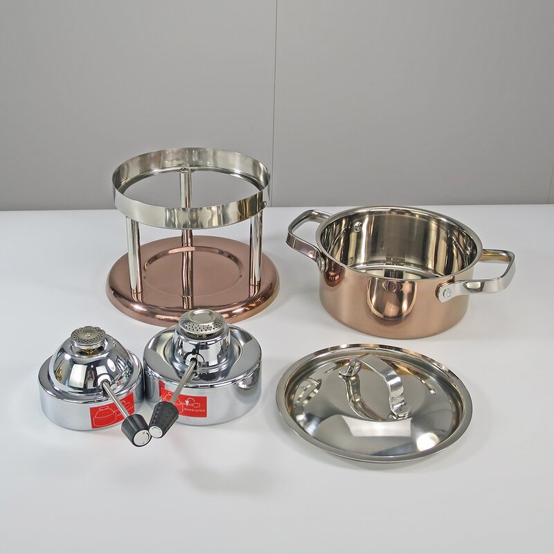 Hot Pot Manufacturer - Modern Round Rose Gold Stainless Steel Alcohol Stove 304 for Hotels