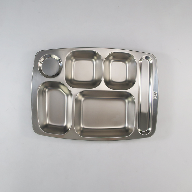 Fast Food Tray Manufacturer - Restaurant Hotel Divider Stainless Steel 3/4/5 Compartment School Cafeteria Divided Dinner Plate