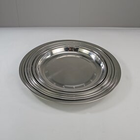 Serving Plate Tray Manufacturer - Multiple Size Round Stainless Steel for Buffet Home Serving Fruit Dinner Plate