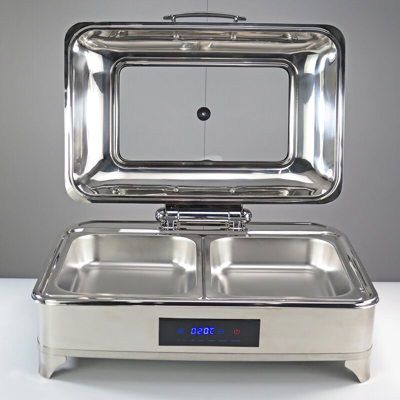 Electric Food Warmer Manufacturer - Digital Display 9 Liters Stainless Steel 201 Chafing Dish for Restaurant Deluxe