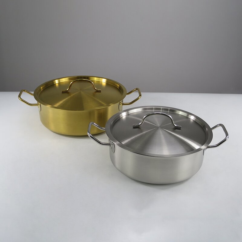 Cooking Pot Manufacturer - Commercial Big Luxury Golden 201 Stainless Steel Hot Pot Large Capacity with Steel Lid