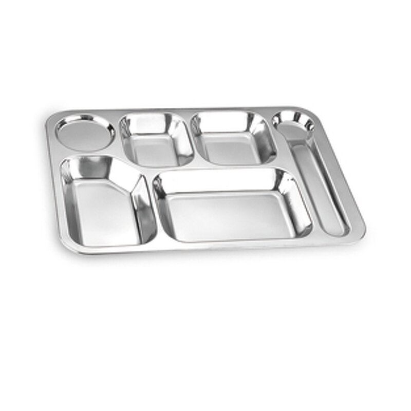Student Snack Plates Manufacturer - Stainless Steel Plate 6/7 Compartment Dinner Tray for School Cafeteria