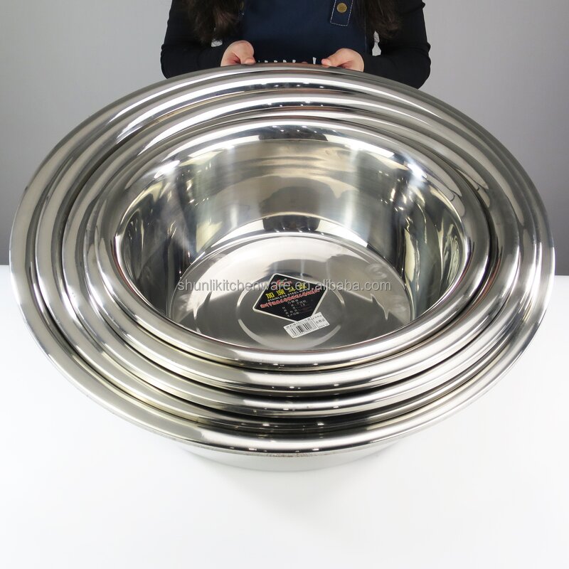 Vegetables Wash Basin Manufacturer - 1.5# Thickened Factory Direct Sale 45-80cm Stainless Steel Metal Soup Basin