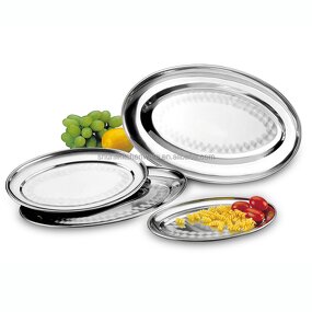 Food Serving Tray Manufacturer - Restaurant Hotel Multi-size Stainless Steel 201 Oval Dish Plate Custom Logo