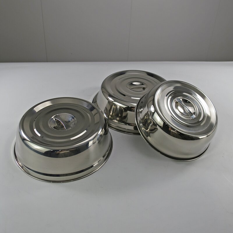 Lid Covers Manufacturer - Golden Stainless Steel Metal Iron Plate Burning Lid Steak Pan Thick Round with Handle