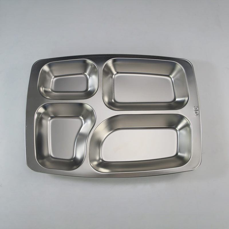 Fast Food Tray Manufacturer - Restaurant Hotel Divider Stainless Steel 3/4/5 Compartment School Cafeteria Divided Dinner Plate