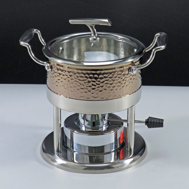 Alcohol Stove Set Manufacturer - Hotel Stainless Steel Food Heater Rose Gold Hot Pot With Lid Heating Stove