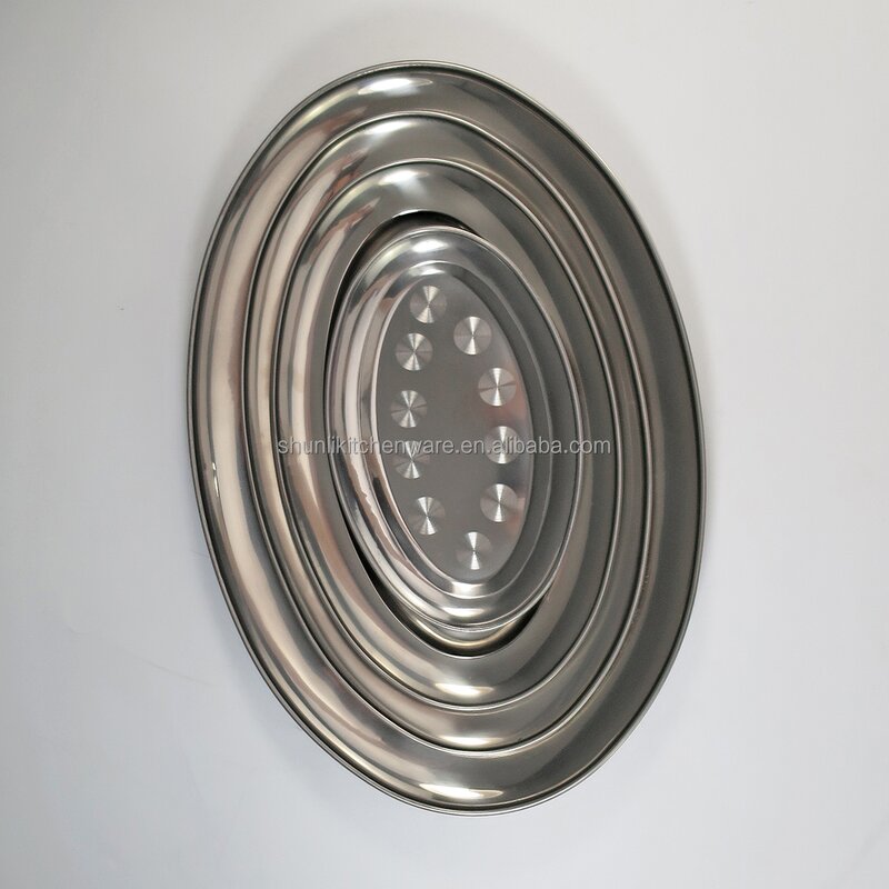 Food Serving Tray Manufacturer - Restaurant Hotel Multi-size Stainless Steel 201 Oval Dish Plate Custom Logo