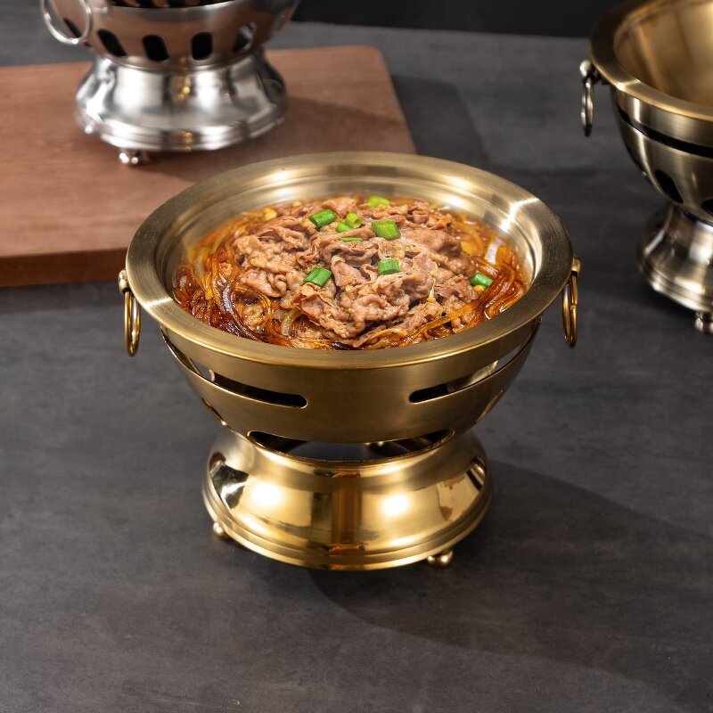 Commercial Alcohol Pot Manufacturer - Hot Sell Stainless Steel Gold Silver Hot Pot with Heating Stove