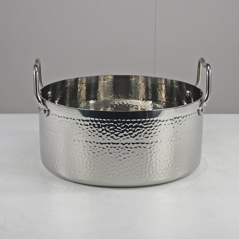 Cooking Pot Manufacturer - Food Grade 304 Stainless Steel Hammer Pattern Stockpot Commercial Silver Hot Pot Large Capacity