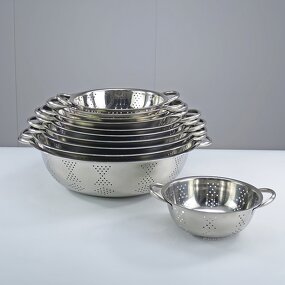 Sieve and Strainer Manufacturer - Round Diameter Washing Drainning Basin Square Stainless Rice Sieve With Curved Handle
