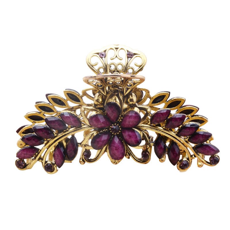 Hair Claws Manufacturer - Elegant Women's Large Size Alloy Crystal Inlay Resin Non-Slip Fashion Ribbon for Girls