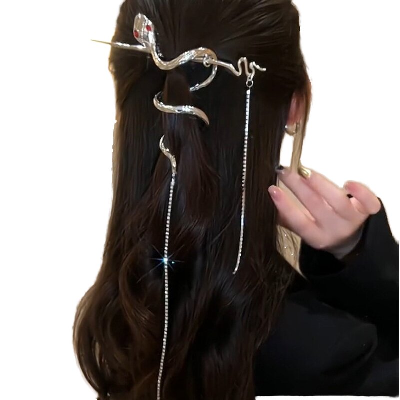 Hairpin Manufacturer - Cool Aloof Style Ponytail with Coiled Wrapped Snake Tassel Chinese Design