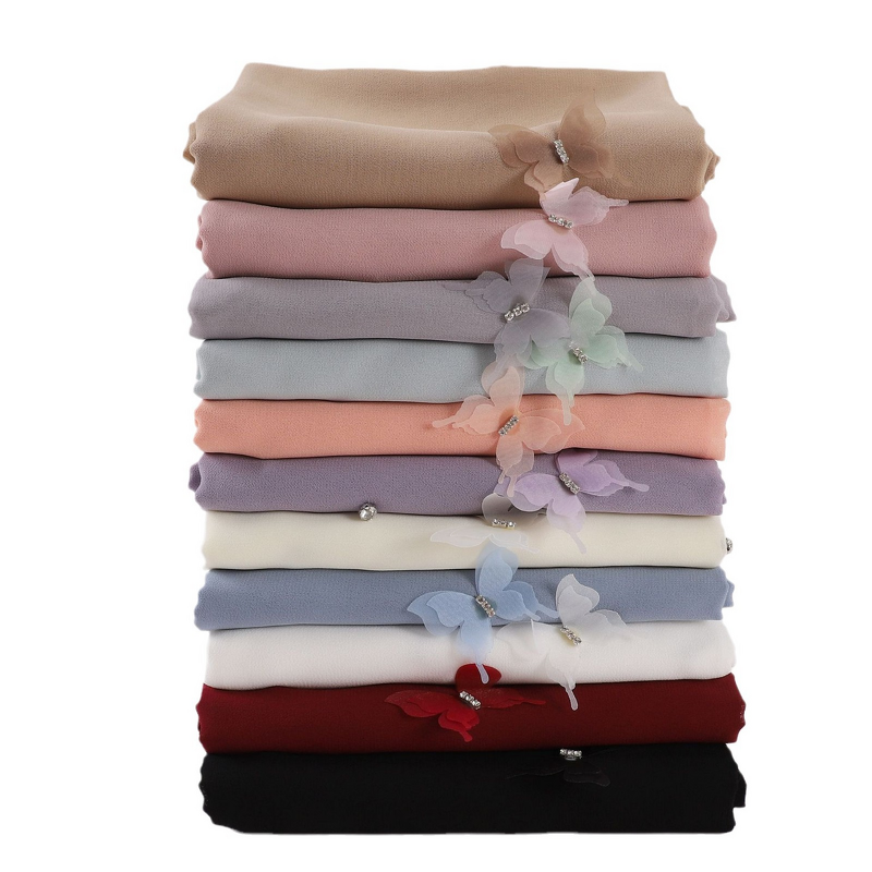 Pearl Chiffon Scarf Manufacturer - Men's Live Streaming Cross-border Diamond-studded Butterfly Nail-studded Long Hui Ethnic Middle East