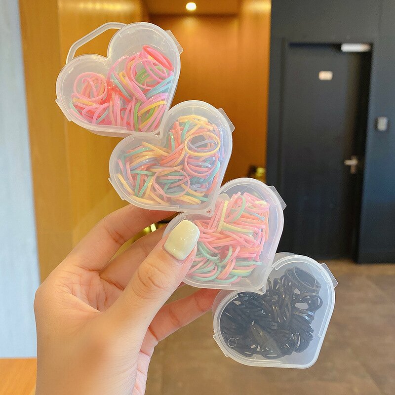 Hair Ties Manufacturer - Love Box Cartoon Small Flower Macaron High Stretch Disposable Rubber Band for Children