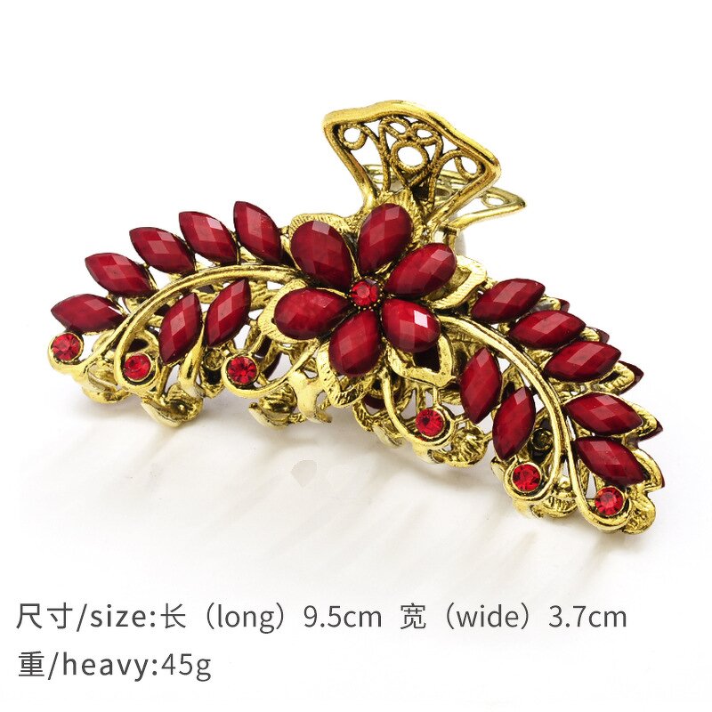 Hair Claws Manufacturer - Elegant Women's Large Size Alloy Crystal Inlay Resin Non-Slip Fashion Ribbon for Girls