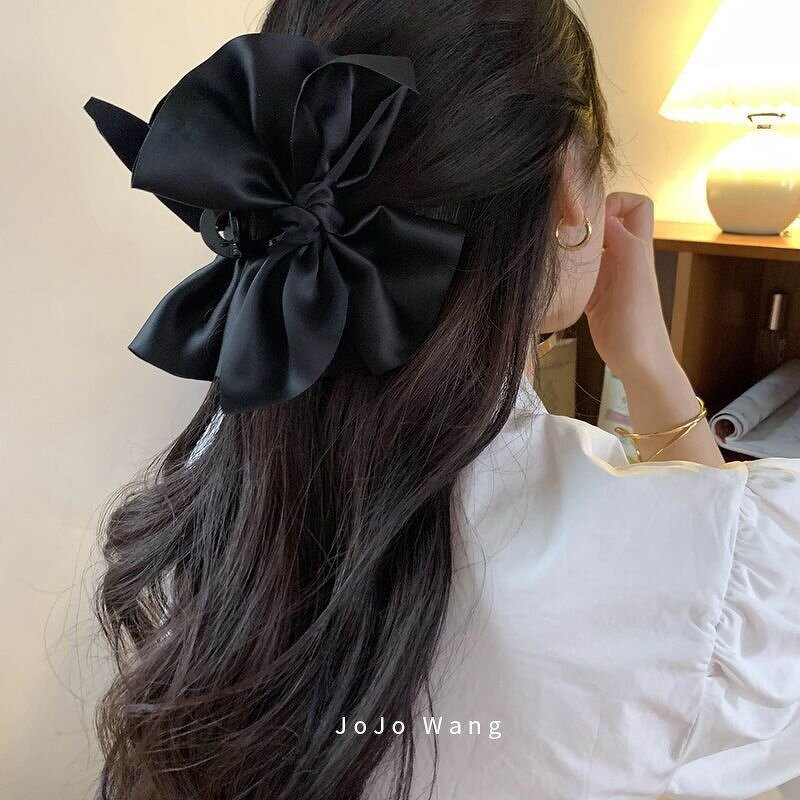 Hair Claw Clip Manufacturer - New French Retro Hepburn Style Back Satin Bow for Women