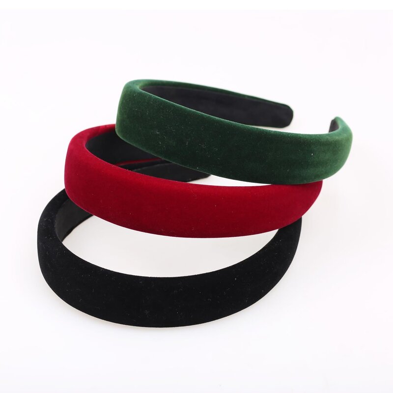 Hair Hoop Manufacturer - Korean Black Red Velvet Padded Anti-slip Graceful Retro Style