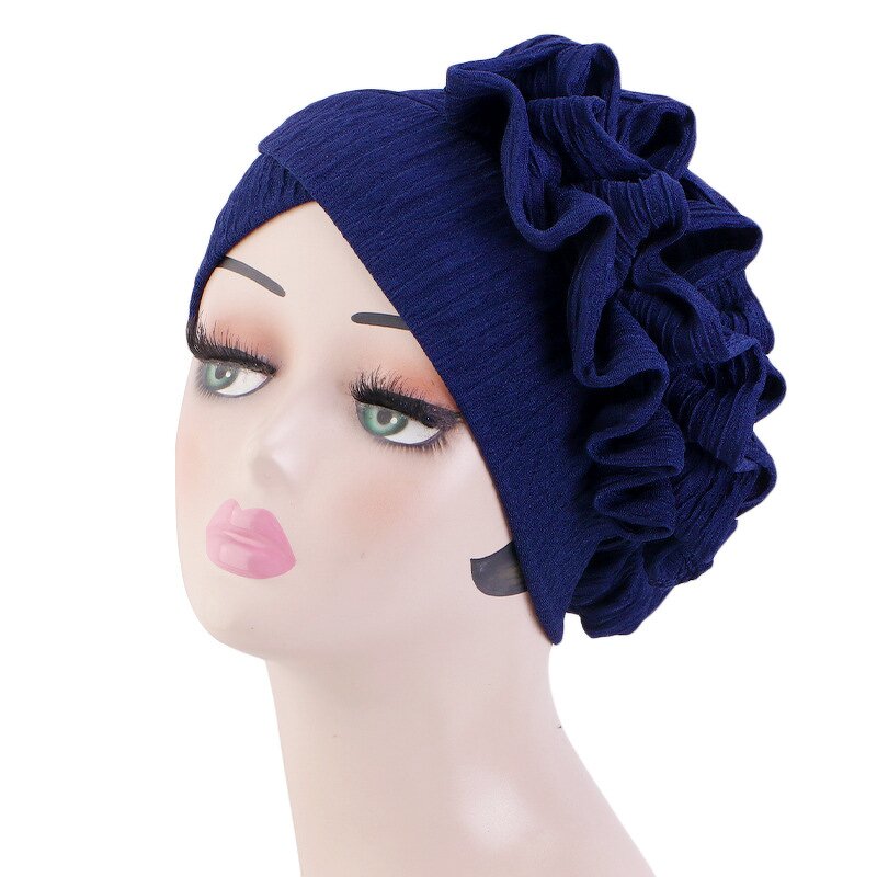 Muslim Head Wrap Scarf Manufacturer - Sunscreen Polyester Turban Big Flower Chemo Cap Stretchy for Outdoor Adult