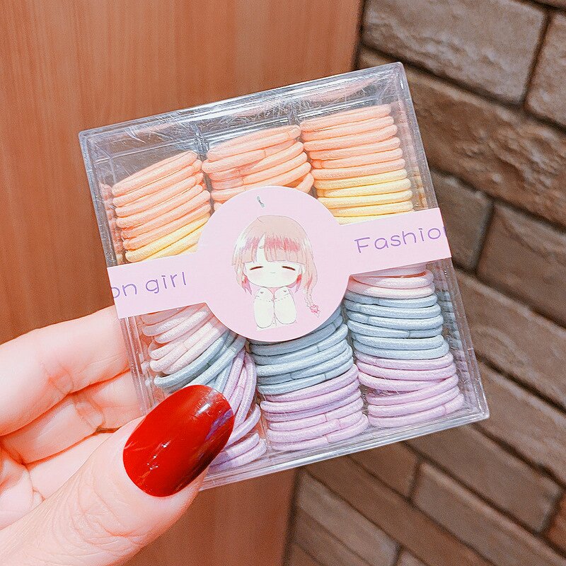 Elastic Hair Ties Manufacturer - 90 Boxed Items Children's Small Leather Band Candy Color Cute High Elastic for Children Women Baby