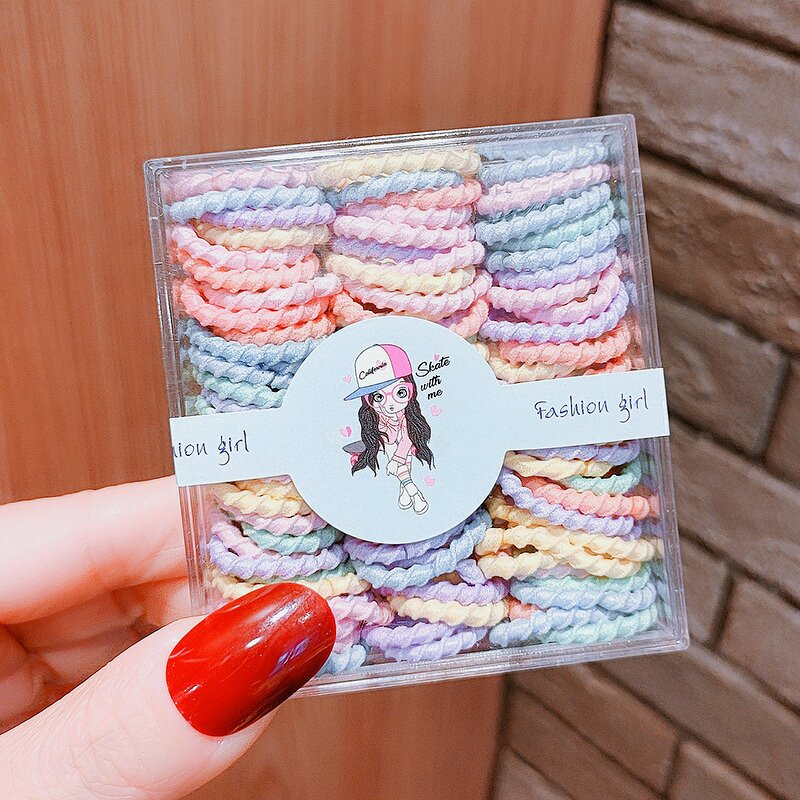 Elastic Hair Ties Manufacturer - 90 Boxed Items Children's Small Leather Band Candy Color Cute High Elastic for Children Women Baby