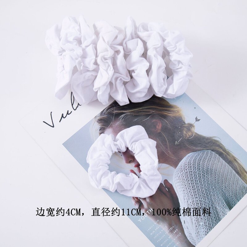 Hair Ties Manufacturer - DIY Women's Pure Cotton White European American Fabric Personalized Rubber Band Headband