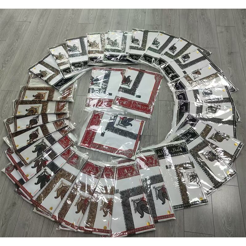 Head Scarf Manufacturer - Ethnic Woolen Pashmina Keffiyeh Embroidered Border Omani Masar Prayer for Men