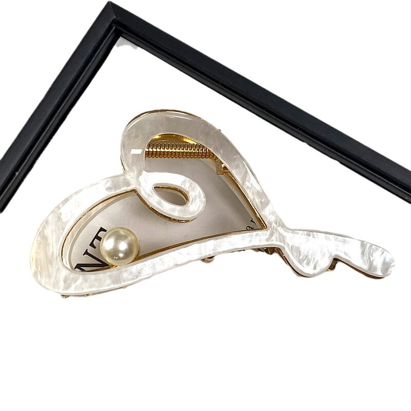 Hair Clip Manufacturer - Enameled Custom Logo Double Heart Plain Large Metal Acetate for Women