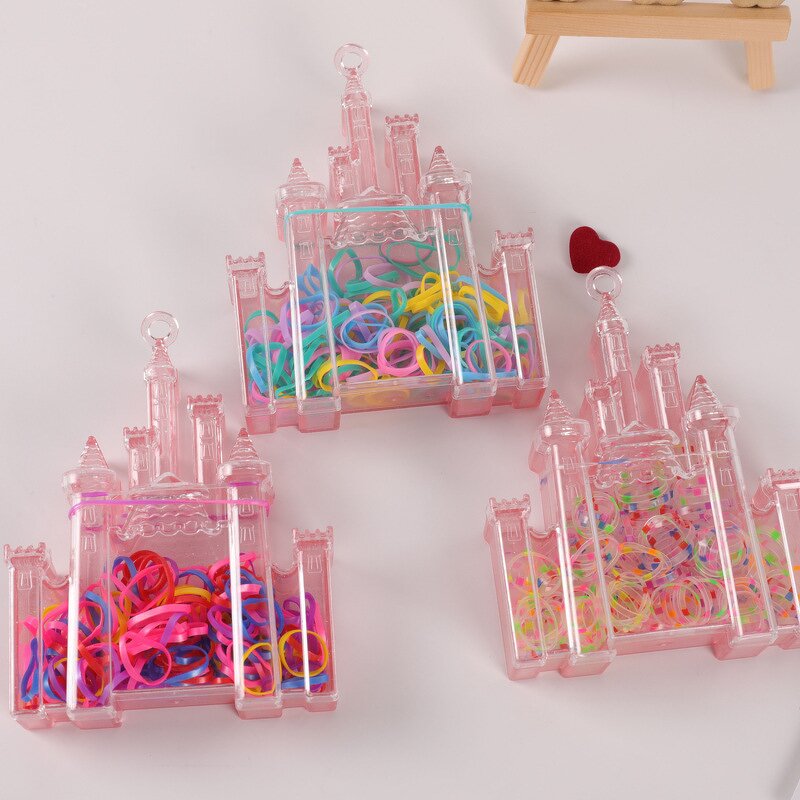 Rubber Band Hair Ties Manufacturer - Disposable Children's Multi-color Cartoon Girls Tie Hair Ring Bear Castle