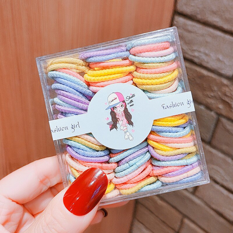 Elastic Hair Ties Manufacturer - 90 Boxed Items Children's Small Leather Band Candy Color Cute High Elastic for Children Women Baby