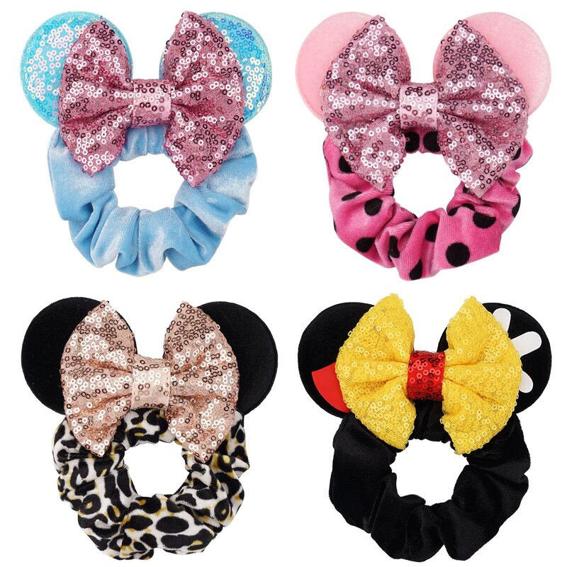 Hair Ties Manufacturer - Wholesale Velvet Sparkle Sequin Bow Tie Clip Scrunchies Party Elastic Rubber Bands