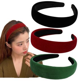 Hair Hoop Manufacturer - Korean Black Red Velvet Padded Anti-slip Graceful Retro Style