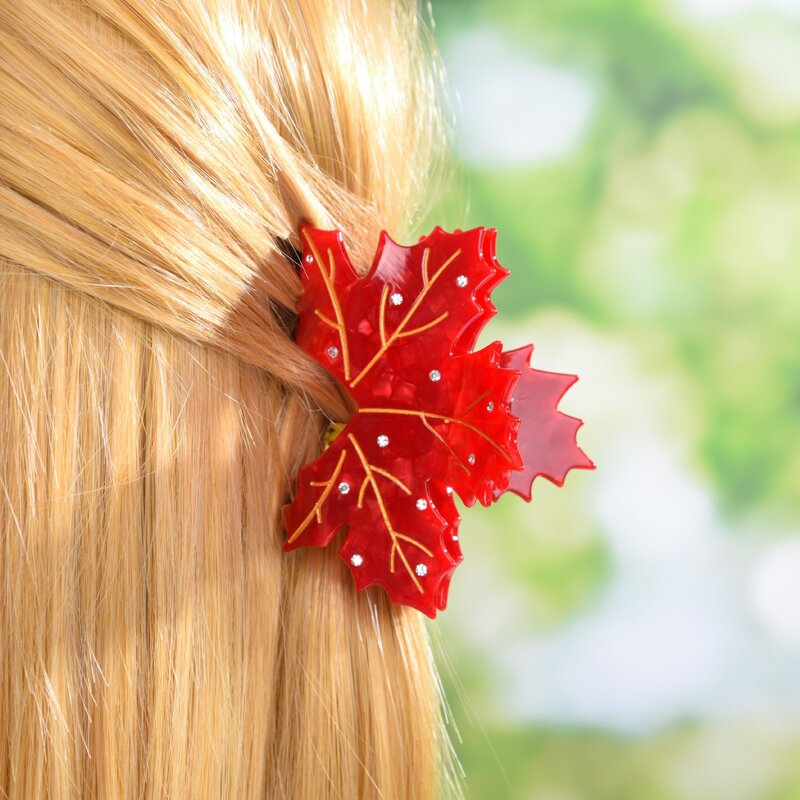 Hair Claw Clip Manufacturer - New Design Fun Simulated Maple Leaf Acetate for Girl Woman