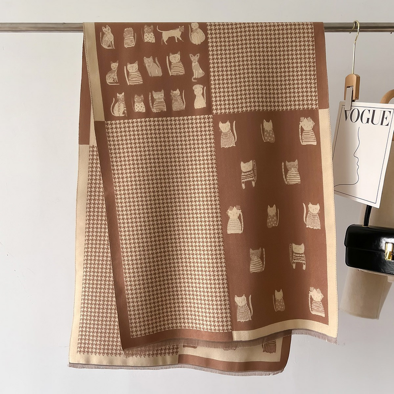 Women's Scarf Manufacturer - 2025 Winter New Elegant Versatile Neck Warmer Double-Sided Imitation Cashmere Polyester High-End Feel Warm